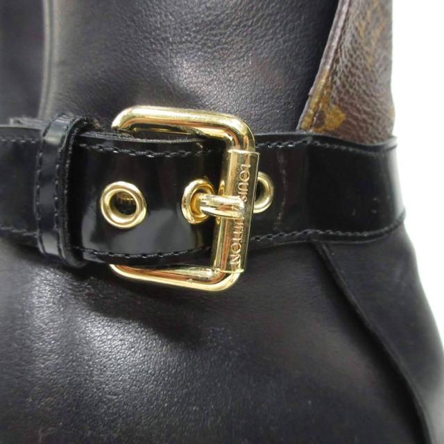 【中古】ルイヴィトン 美品 20年 スタートレイルライン モノグラム レザー ブーツ 黒 ブラック 36.5 23.5cm ■MNK1