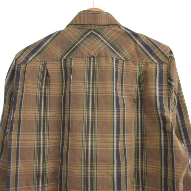 【中古】CORDINGS × BEAMS F 極美品 24SS コットンリネン チェック オーバーシャツ ヘンプ 長袖 ブラウン 15-38 M 中古】CORDINGS × BEAMS F 極美品 24SS コットンリネン チェック