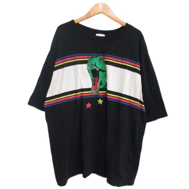 【中古】サンローラン パリ SAINT LAURENT PARIS 17SS ダイナソー Tシャツ 恐竜プリント 454153 YB1DF 半袖 黒 XL