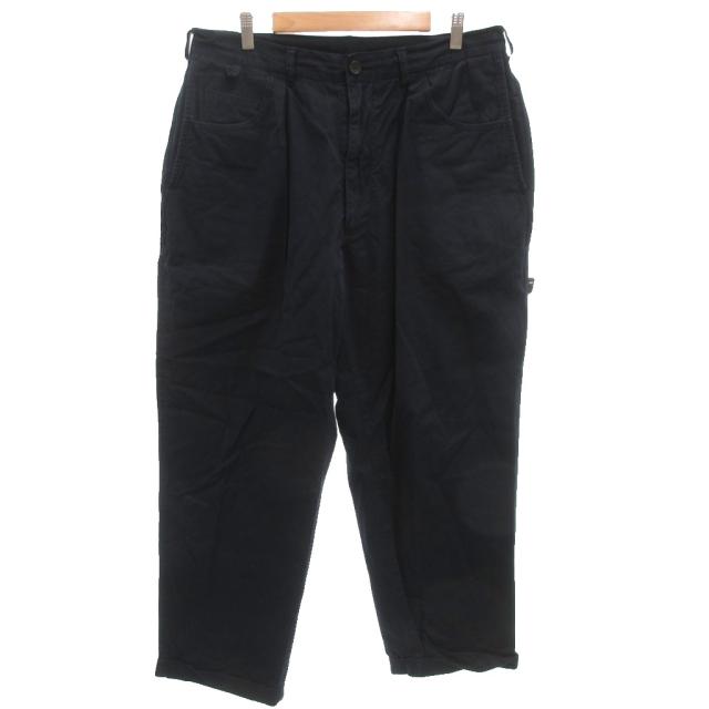 【中古】ブローシュアー BROCHURE 1P Chino チノパンツ タック ワイドテーパード ジップフライ L 紺 ネイビー