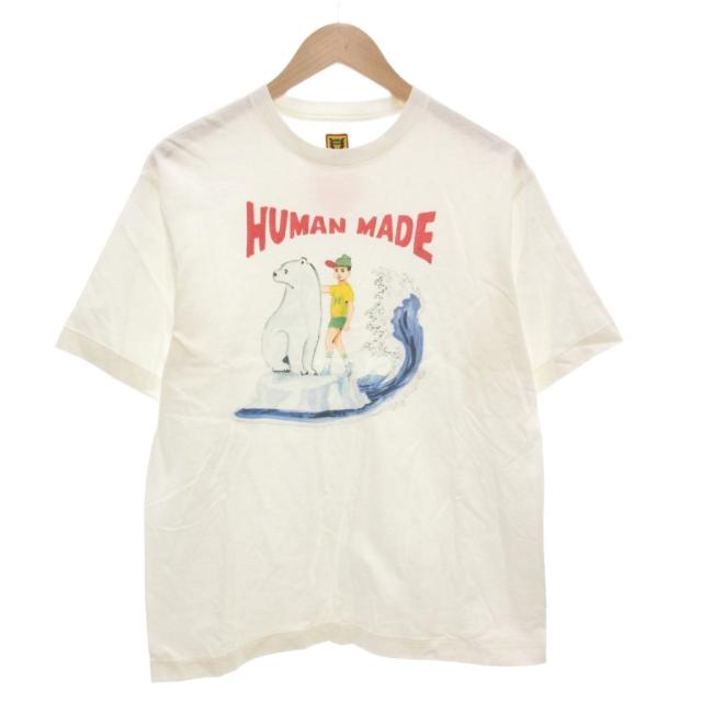【中古】ヒューマンメイド HUMAN MADE 美品 Tシャツ M 半袖 しろくま 五月女ケイ子 イラスト プリント 白 ホワイト