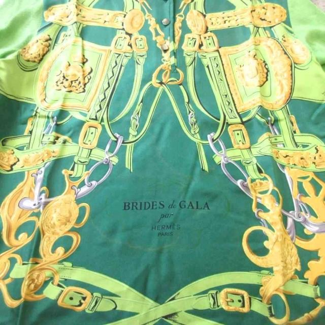 【中古】エルメス HERMES ツイルレーヌ BRIDES de GALA 式典用馬勒 ニット 長袖 国内正規 緑 グリーン M ■MNK2_4