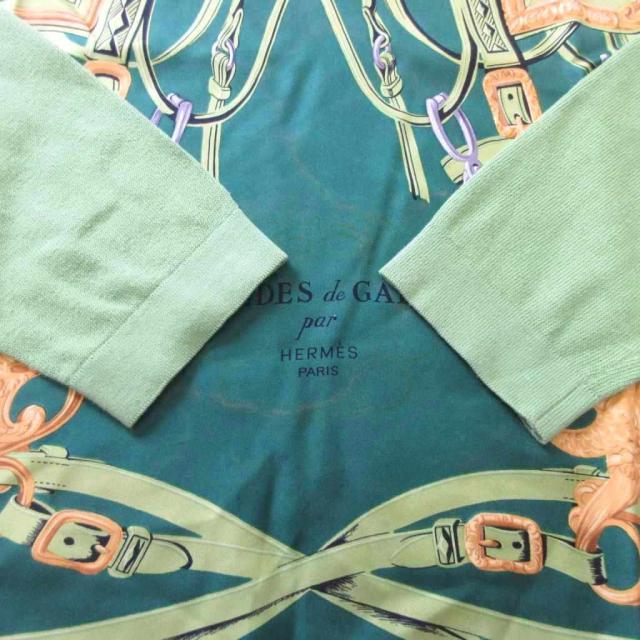【中古】エルメス HERMES ツイルレーヌ BRIDES de GALA 式典用馬勒 ニット 長袖 国内正規 緑 グリーン M ■MNK2_5