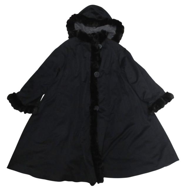 【中古】フェンディ オリラグファーカシミヤシルクダブルフェイスコート リバーシブル 黒 ブラック 42  ■MNK2