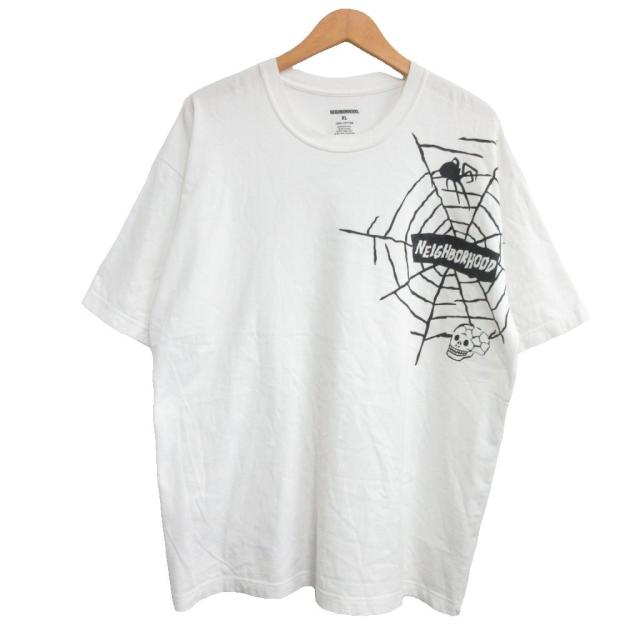 【中古】ネイバーフッド NEIGHBORHOOD 美品 23SS スパイダーウェブ グラフィック Tシャツ 半袖 ホワイト XL IBO84