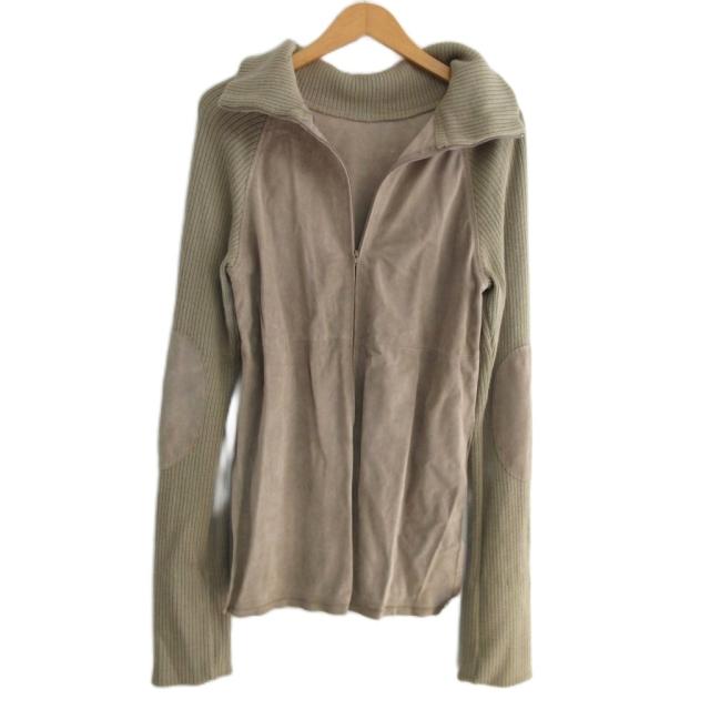 【中古】ジョセフ 希少 ヴィンテージ ヴァルーズ スエード ハーフジップ ニット エルボーパッチ イタリア製 ベージュ M