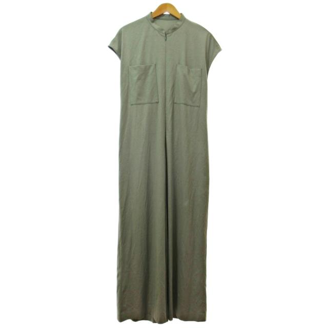 【中古】ル フィル LE PHIL 美品 ソフトポンチオールインワン ロング フレンチスリーブ 半袖 1 カーキ 緑 1118