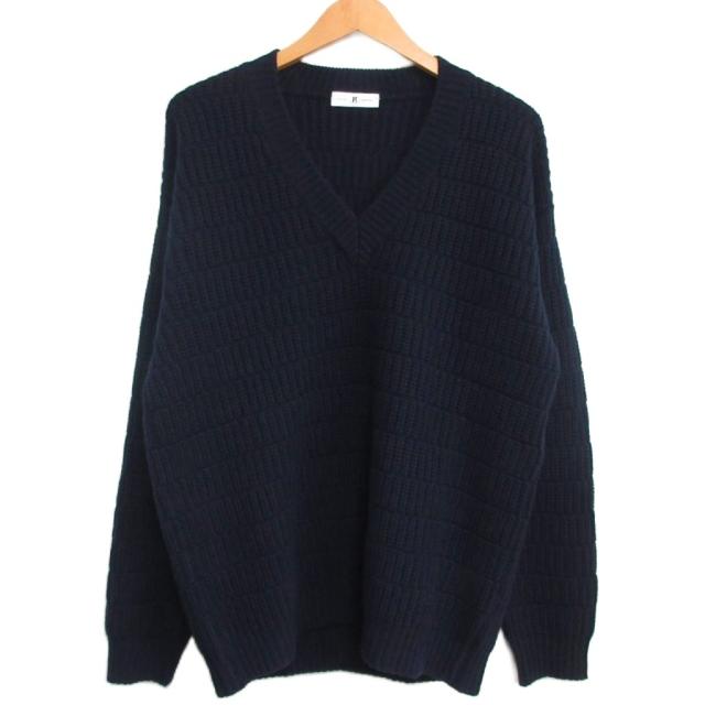 【中古】ピーティートリノ PT TORINO 美品 現行モデル ウール Vネック ニット セーター 長袖 紺 ネイビー 50 メンズ