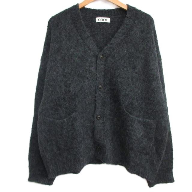 【中古】クール COOR 極美品 Hairy Soft Alpaca Cardigan シャギー ニットカーディガン 韓国ブランド グレー XL