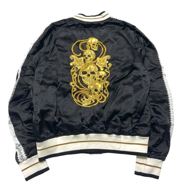 【中古】アレキサンダーマックイーン ALEXANDER MCQUEEN 17SS スカル刺繍 ジャケット スカジャン 黒 ブラック 48_1