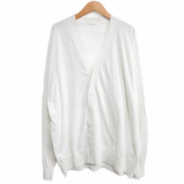 【中古】コモリ COMOLI 24SS コットン Vネックカーディガン 薄手 3 白 ホワイト Z01-06012 IBO86