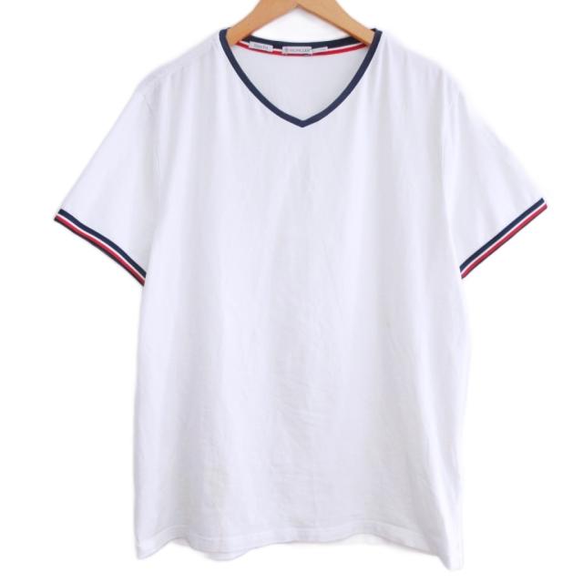 【中古】モンクレール MONCLER 19SS MAGLIA SCOLLO A V Tシャツ カットソー Vネック ロゴ ワッペン 半袖 XL IBO86