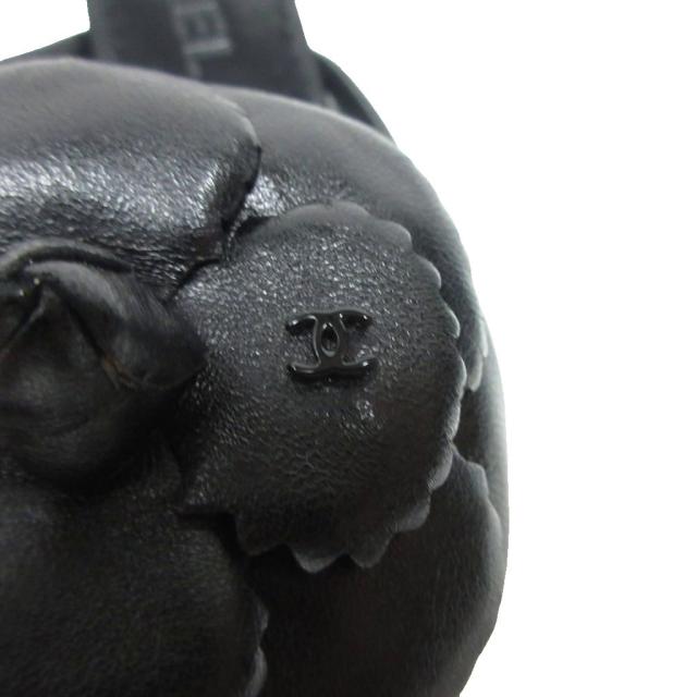 【中古】シャネル CHANEL カメリア サンダル ミュール ラムスキン ココマーク メッシュ 35.5C 黒 ブラック ■MNK3