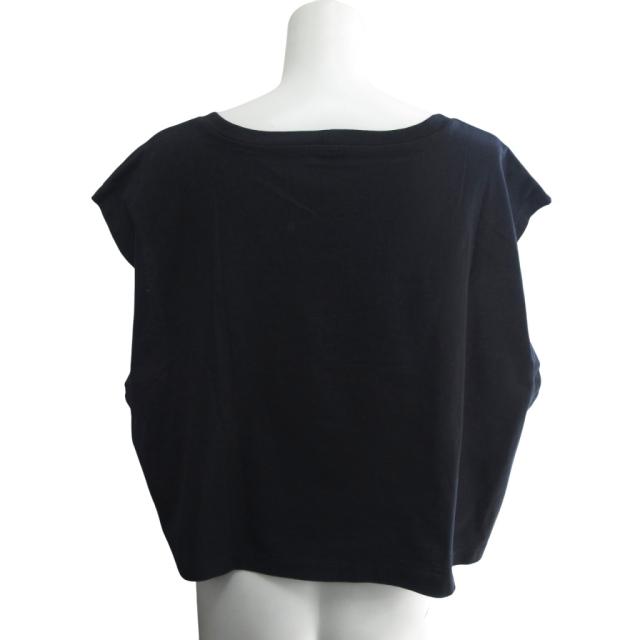 【中古】セリーヌ 美品 23SS トリオンフ クロップド Tシャツ ノースリーブ M 黒 ブラック 2X17D671Q ■MNK3