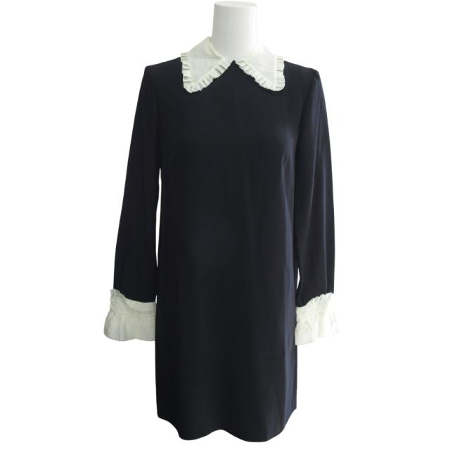 【中古】ミュウミュウ miumiu THE MIU DRESS 2020 ピーターパンカラー ドレス ワンピース 36 紺 ネイビー ■MNK3