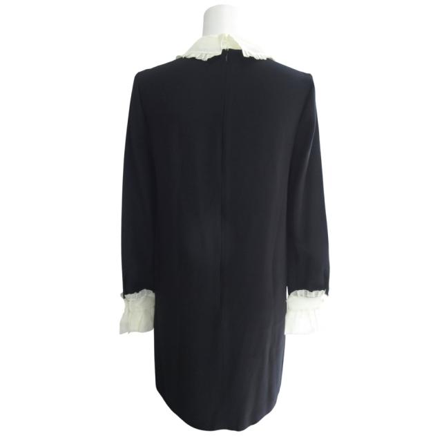 【中古】ミュウミュウ miumiu THE MIU DRESS 2020 ピーターパンカラー ドレス ワンピース 36 紺 ネイビー ■MNK3_1