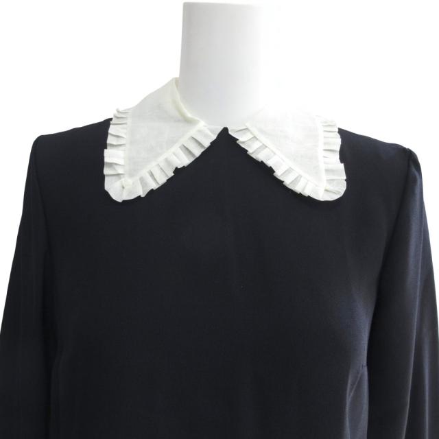 【中古】ミュウミュウ miumiu THE MIU DRESS 2020 ピーターパンカラー ドレス ワンピース 36 紺 ネイビー ■MNK3_3