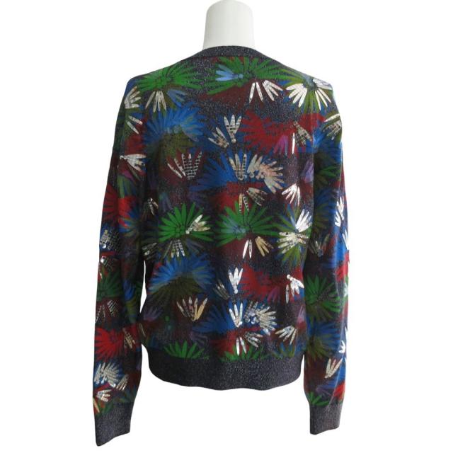 【中古】シャネル 美品 希少 17C キューバ クルーズコレクション LOOK58 フローラル セーター ニット 42 ■MNK3
