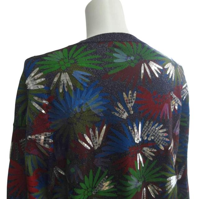 【中古】シャネル 美品 希少 17C キューバ クルーズコレクション LOOK58 フローラル セーター ニット 42 ■MNK3