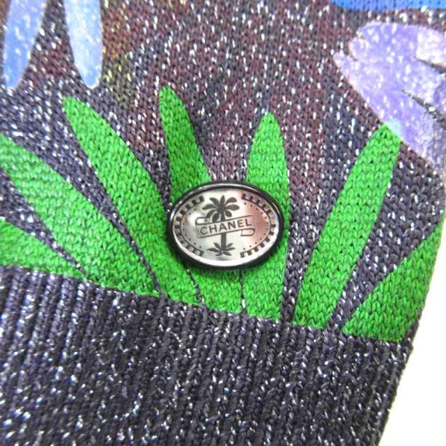 【中古】シャネル 美品 希少 17C キューバ クルーズコレクション LOOK58 フローラル セーター ニット 42 ■MNK3