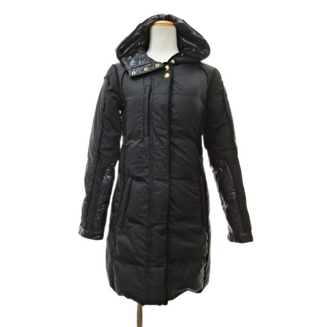 【中古】グッチ GUCCI GG柄 ダウンコート ダウンジャケット フーディ 36 黒 ブラック ■MNK3 レディース