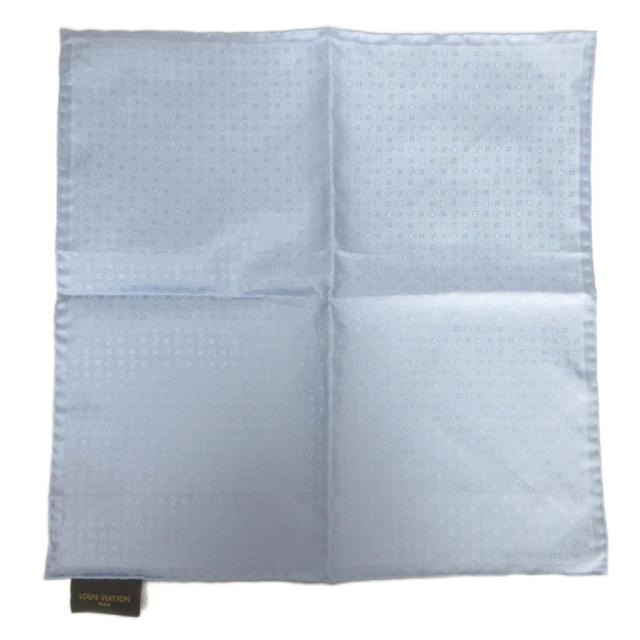 【中古】ルイヴィトン 美品 ブルーシエル ポシェット・モノグラミッシム ポケットチーフ M70226 シルク 青 ブルー