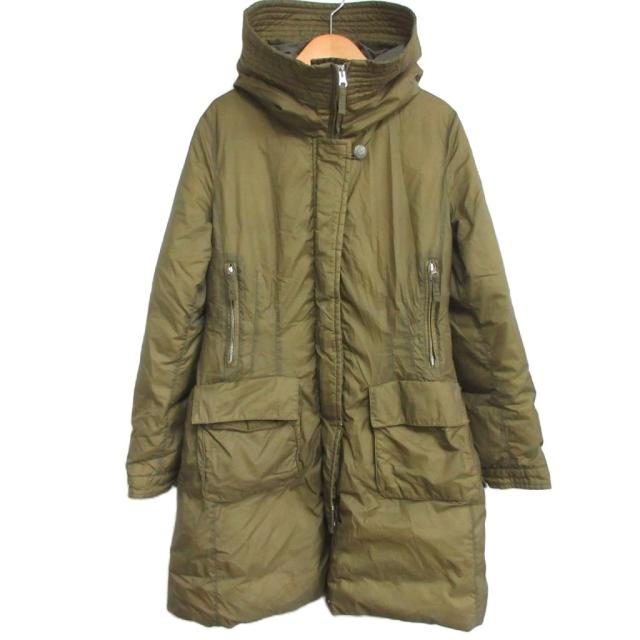 【中古】シーピーカンパニー C.P.COMPANY 希少 00s フーデッド ダウンコート メタルボタン ロング 42 カーキ