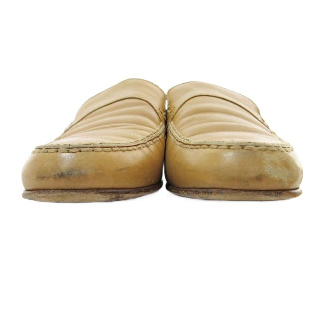 【中古】エルメス HERMES Hロゴステッチ オールレザー ローファー 37 23.5cm ベージュ 1205 ■MNK3