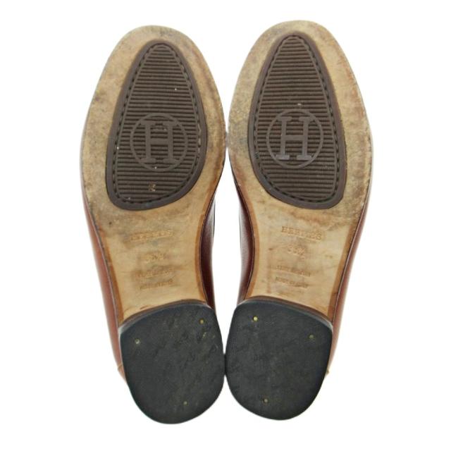 【中古】エルメス HERMES Hロゴ ローファー オールレザー 36.5 23.5cm ブラウン 茶 1205 ■MNK3