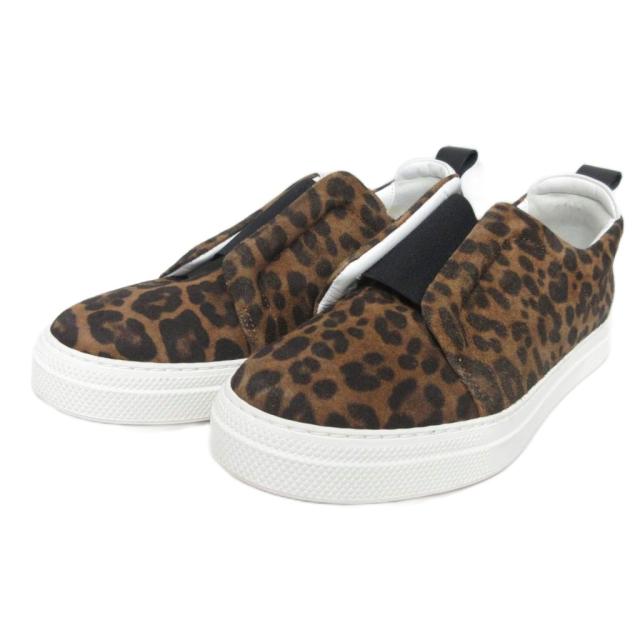 【中古】ピエールアルディ Baskets Slider スリッポン スニーカー レオパードパターン 38 茶 ブラウン ■MNK3