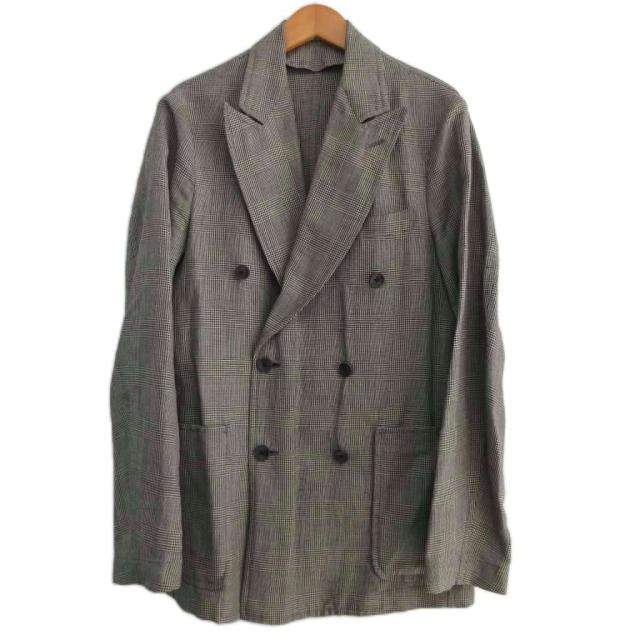 【中古】トゥモローランド ピルグリム 現行 ドーメル地 リネンウール ダブルブレステッド6Bジャケット グレー系 44