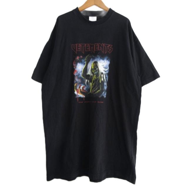 【中古】ヴェトモン VETEMENTS 21SS ELECTRIC HEAVY L T-SHIRT メタルロゴ プリント Tシャツ 黒 ブラック XS