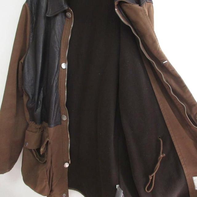 【中古】シーピーカンパニー C.P.COMPANY 05AW レザー切替 コート ミリタリージャケット 襟レザー 茶 ブラウン 52