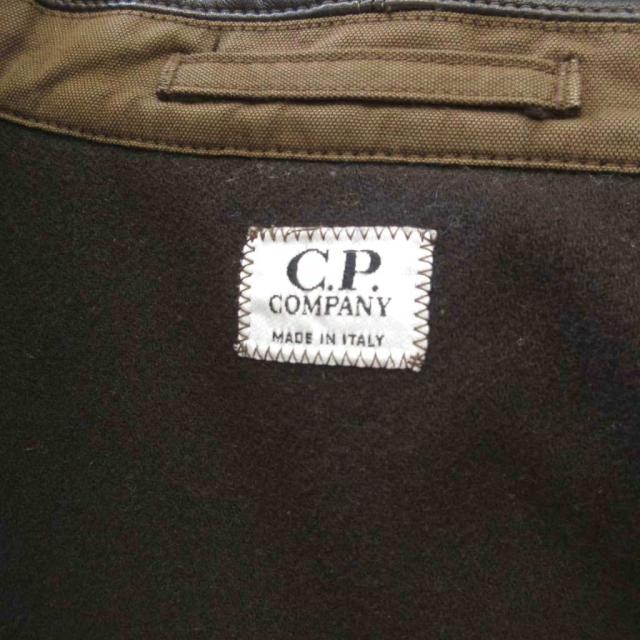 【中古】シーピーカンパニー C.P.COMPANY 05AW レザー切替 コート ミリタリージャケット 襟レザー 茶 ブラウン 52