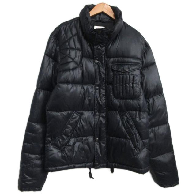 【中古】ディーゼル DIESEL 美品 中綿ジャケット パフジャケット ワッペン L 黒 ブラック メンズ