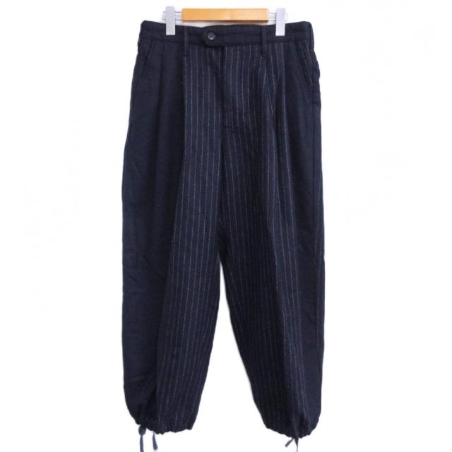 【中古】エンジニアードガーメンツ Engineered Garments ウールパンツ スラックス ストライプ 切替 タック 裾絞り M