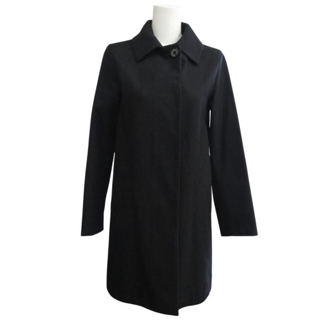 【中古】マッキントッシュ ロロピアーナ 最高級 ウールステンカラーコート ロングコート 英国製 比翼 34 黒