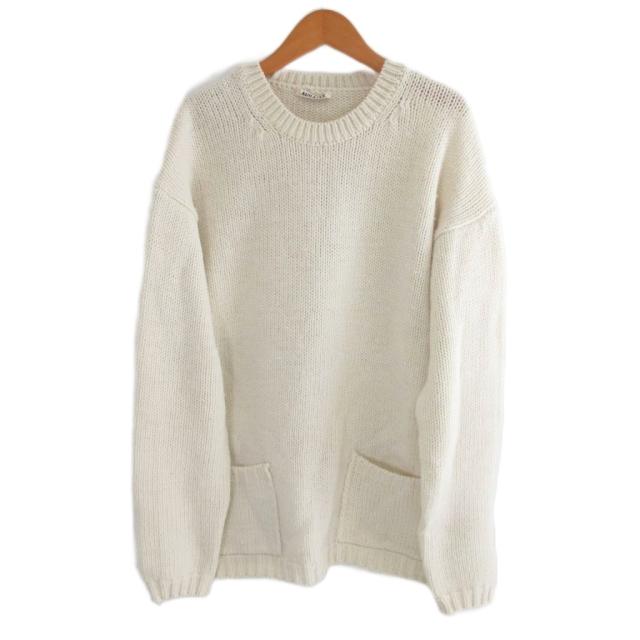 【中古】オーラリー AURALEE 22AW WOOL FELT YARN KNIT クルーネックニット セーター ウール 白 ホワイト 5 約L-XL