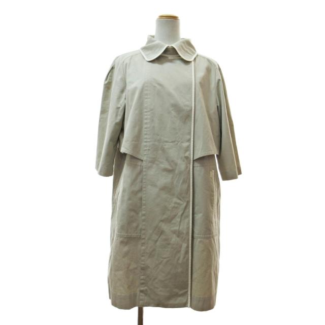 【中古】フォクシー FOXEY ダブルブレスト コート スプリングコート ジャケット ストレッチ 40 ベージュ
