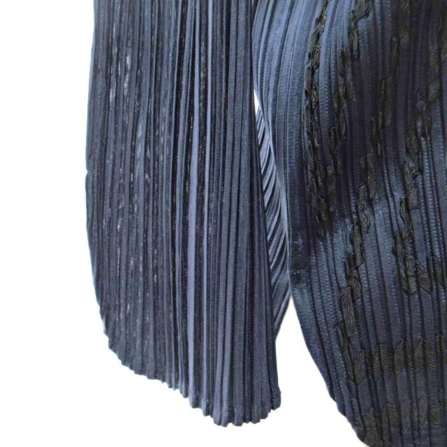 【中古】プリーツプリーズ PLEATS PLEASE イッセイミヤケ テープデザイン プリーツ シャツ 長袖 3 紺 ネイビー_5