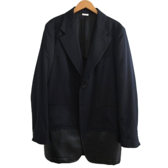 【中古】コムデギャルソンオムプリュス 美品 19SS クレイジースーツ期 フェイクレザー テーラードジャケット L