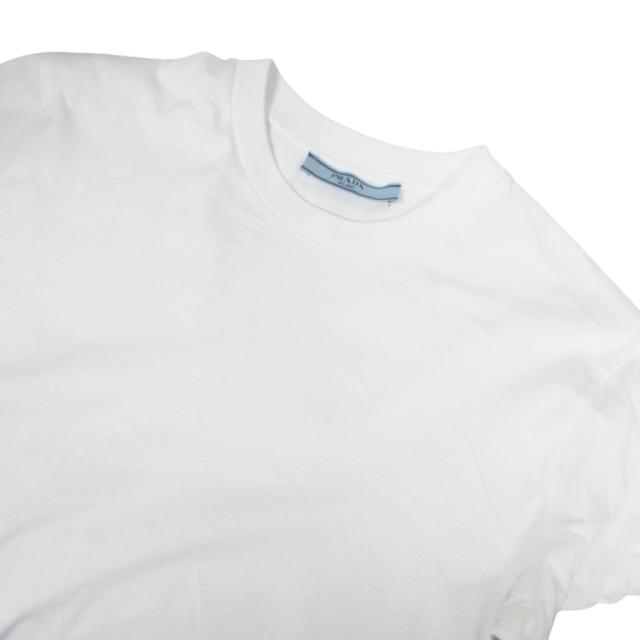 【中古】プラダ PRADA 極美品 トライアングルロゴ ポーチ付き 切替 Tシャツ 半袖 プレート XS 白 ホワイト ■MNK4_2