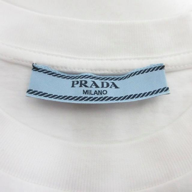 【中古】プラダ PRADA 極美品 トライアングルロゴ ポーチ付き 切替 Tシャツ 半袖 プレート XS 白 ホワイト ■MNK4_5