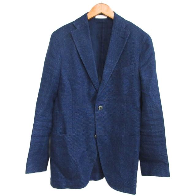 【中古】ボリオリ BOGLIOLI N2902E リネン テーラードジャケット ブレザー 段返り3B イタリア製 ネイビー 44 ■MNK4