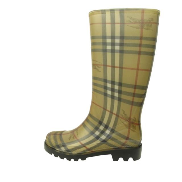 【中古】バーバリー BURBERRY レインブーツ ロング シューズ 長靴 ノバチェック 37 24.0cm ベージュ 0122 ■MNK4_1