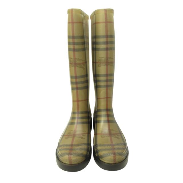【中古】バーバリー BURBERRY レインブーツ ロング シューズ 長靴 ノバチェック 37 24.0cm ベージュ 0122 ■MNK4_3