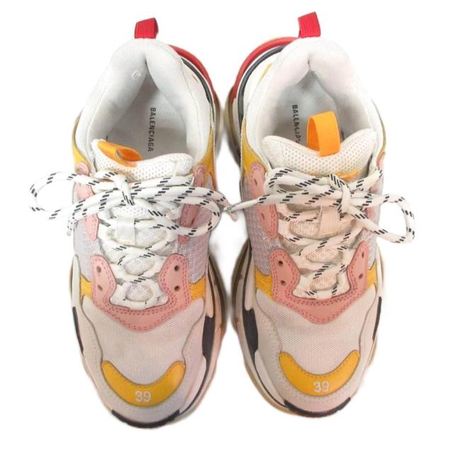 【中古】バレンシアガ BALENCIAGA トリプルS Triple S トリエス ダッドスニーカー シューズ メッシュ レザー 39