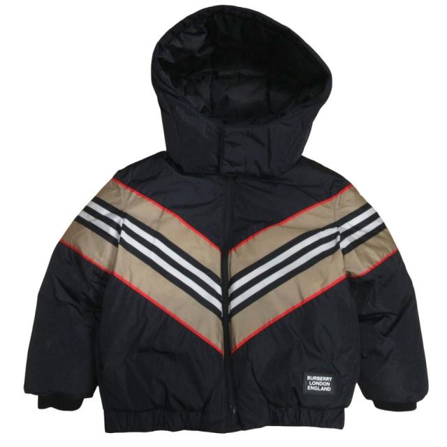 【中古】バーバリー BURBERRY チルドレンズ 現行 ダウンジャケット ノバチェック 4Y 104cm ブラック ■MNK5 キッズ