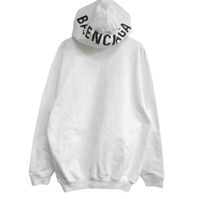 【中古】バレンシアガ BALENCIAGA 極美品 18AW バックロゴ パーカー オーバーサイズ XS 白 ホワイト 528351 ■MNK5