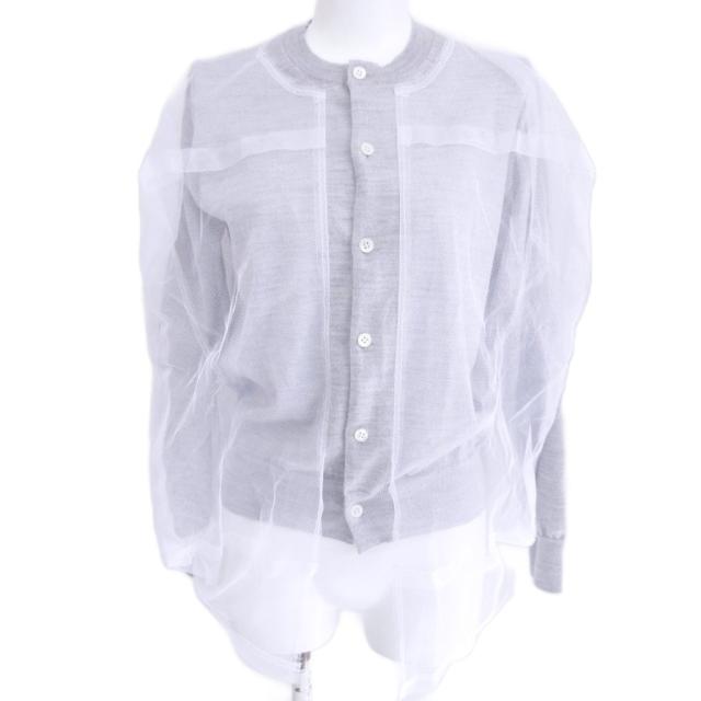 【中古】コムデギャルソン COMME des GARCONS 25SS チュール ニット カーディガン レイヤード デザイン XS IBO90